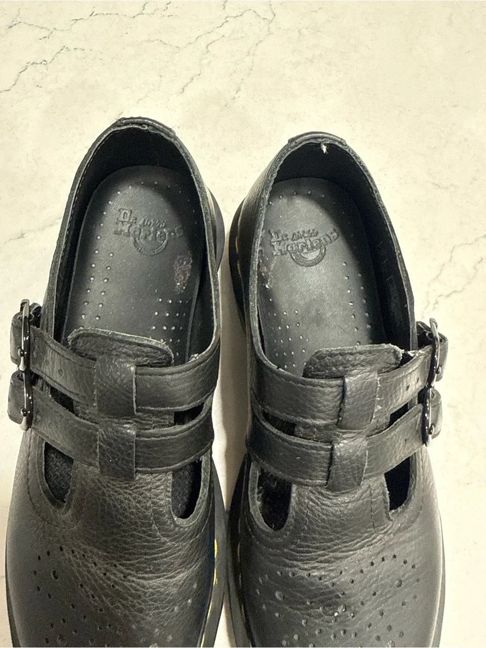 Dr. Martens Black Leather Double Strap Buckle Mary Jane Flats Round Toe 6 - Picture 5 of 9